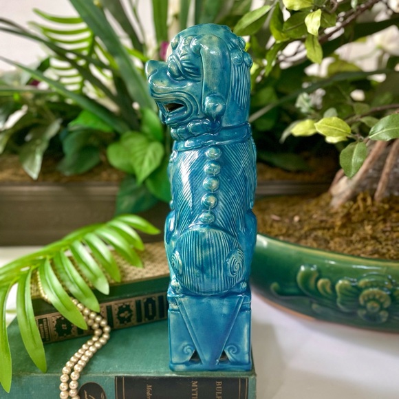FOO Dog Statue 9 1/2", Turquoise Chinese Good Fortune Figure, Home Decor Vintage - Picture 8 of 14